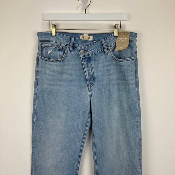 Madewell Low Slung Straight Jeans Sevilla Wash Blue Straight Slouchy US 28 NWT - Picture 8 of 14